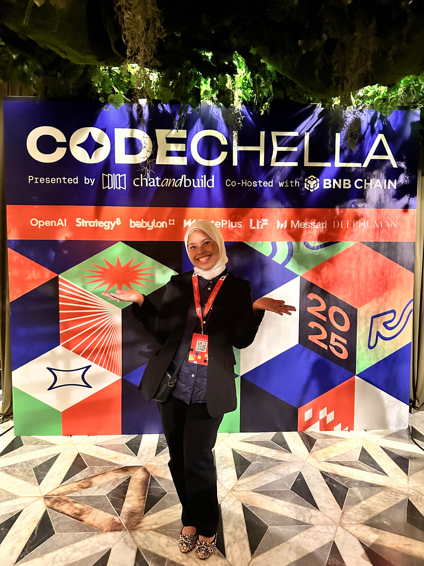 Codechella 2025 founder photo at event backdrop